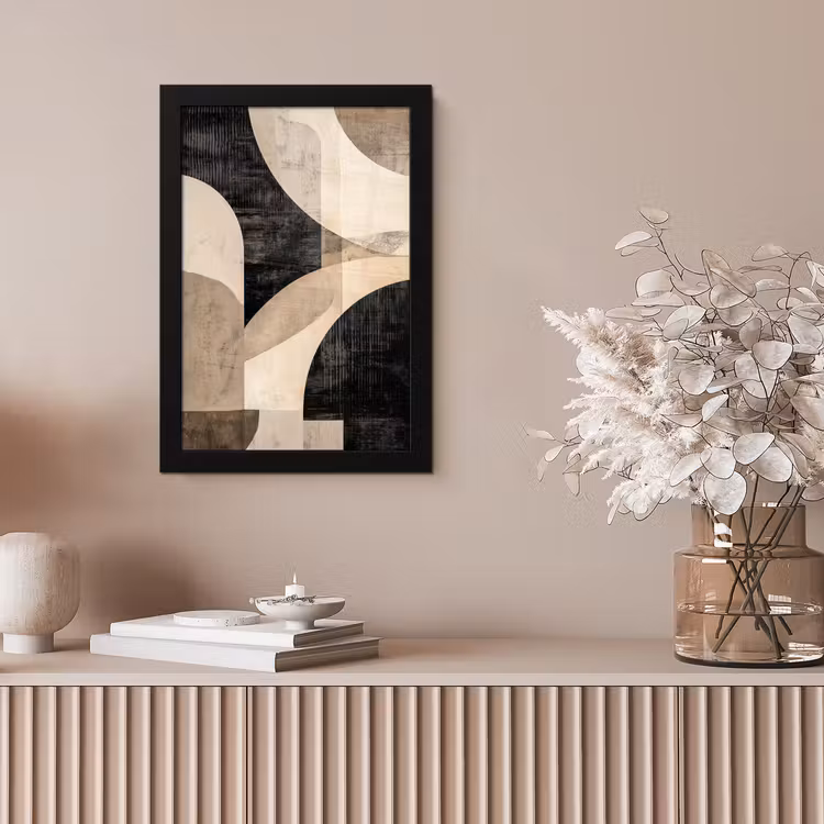 Abstract - Vormen - Modern - Beige fotolijst zwart zonder passe partout klein -sfeer5