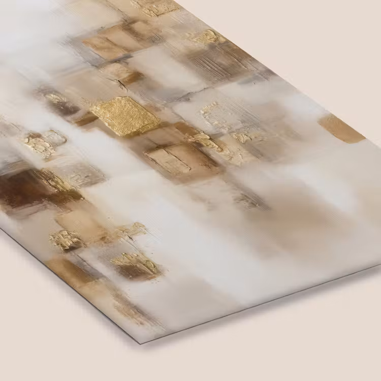 Abstracte vierkanten - Aardetonen - Mistig fotolijst zwart zonder passe partout klein -zsfeer6