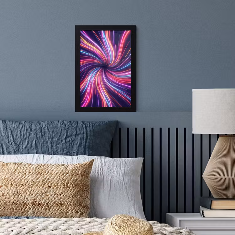 Abstract - Swirl - Futuristic - Neon fotolijst zwart zonder passe partout klein -sfeer3
