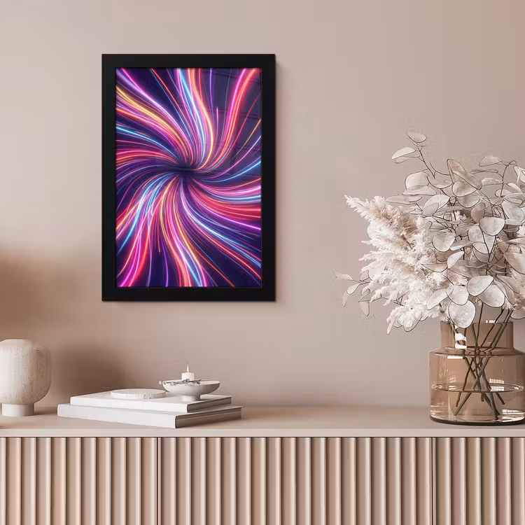 Abstract - Swirl - Futuristic - Neon fotolijst zwart zonder passe partout klein -sfeer5