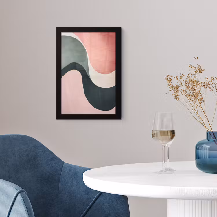 Abstract - Golven - Sierlijk - Roze fotolijst zwart zonder passe partout klein -sfeer4