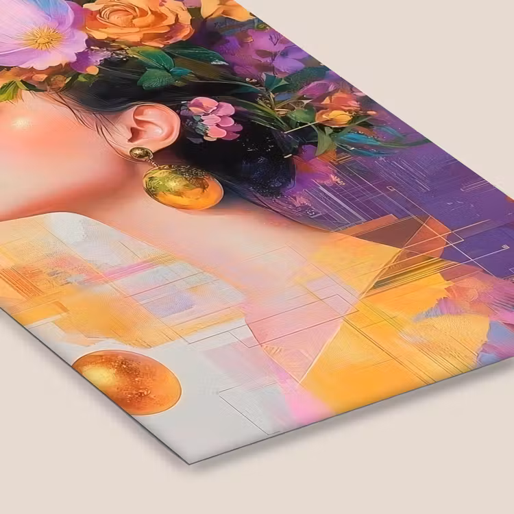 Abstract - Vrouw - Bloemenkroon - Goud fotolijst zwart zonder passe partout klein -zsfeer6