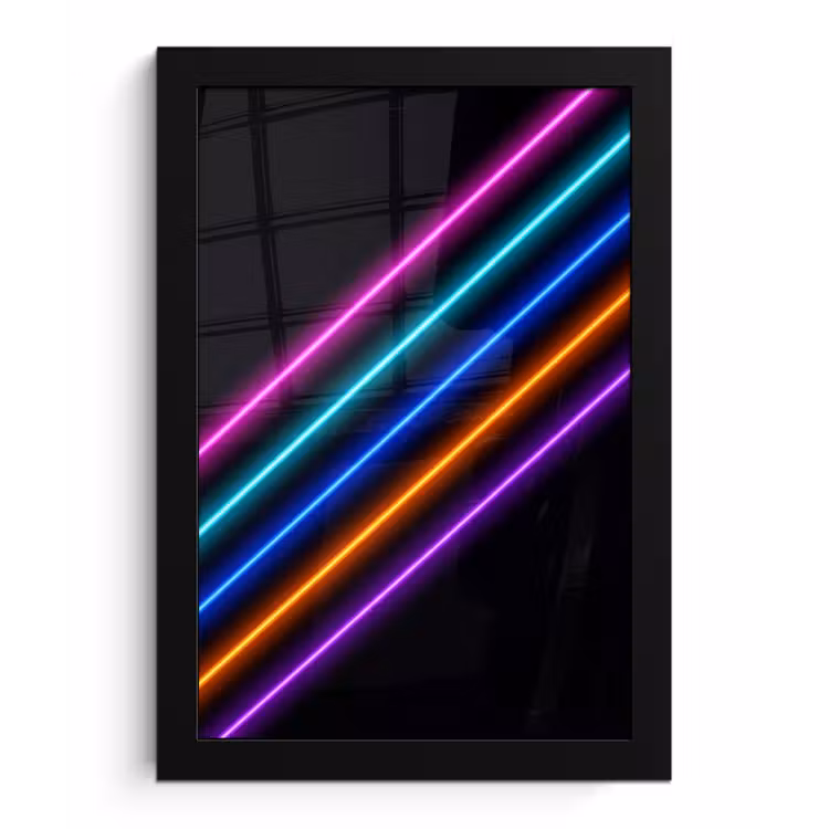 Esthetiek - Retro - Neon fotolijst zwart zonder passe partout klein -3d