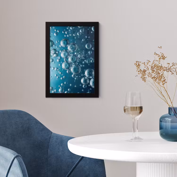 Luchtbellen - Dynamisch - Blauw fotolijst zwart zonder passe partout klein -sfeer4
