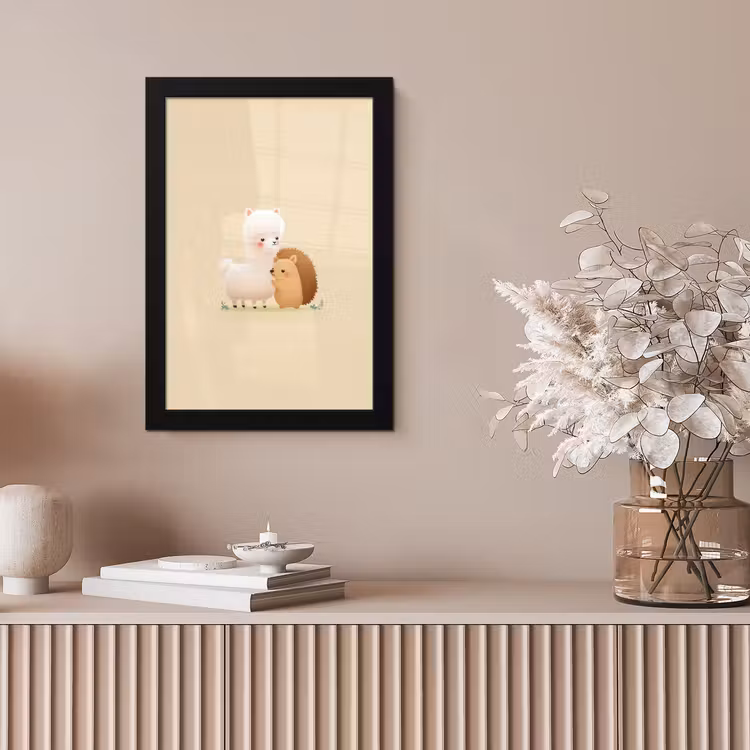 Alpaca - Egel - Bruin - Knuffelen fotolijst zwart zonder passe partout klein -sfeer5
