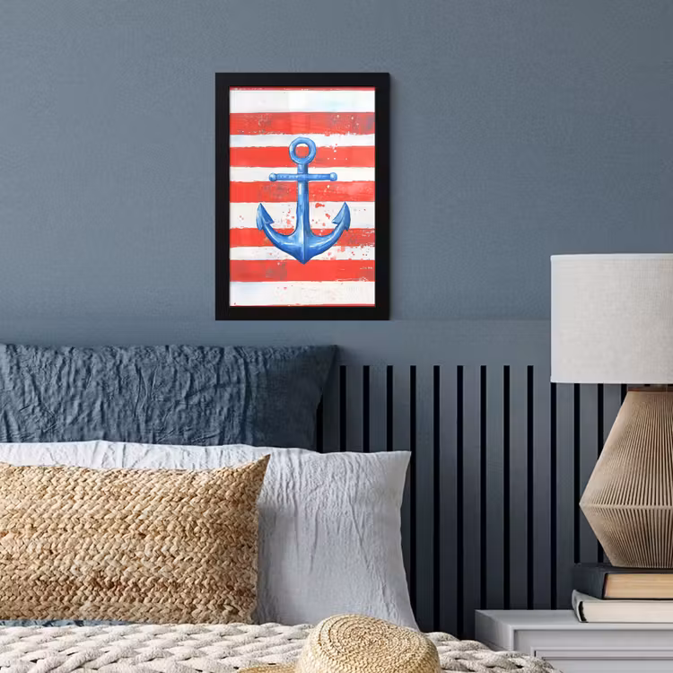 Anker - Verfspatten - Rood - Blauw fotolijst zwart zonder passe partout klein -sfeer3
