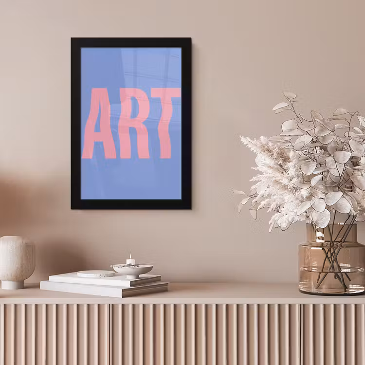 Art - Roze - Blauw fotolijst zwart zonder passe partout klein -sfeer5