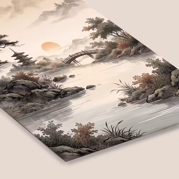 Azië - Landschap - Kleurrijk fotolijst zwart zonder passe partout klein -zsfeer6