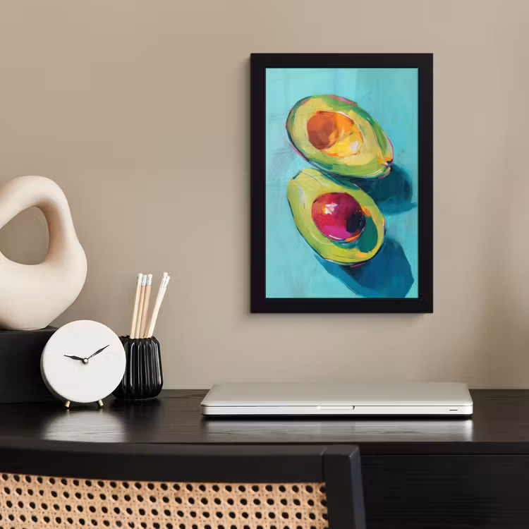 Avocado - Groen - Pit - Schaduw fotolijst zwart zonder passe partout klein -sfeer1