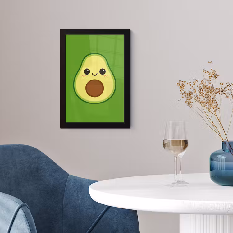 Avocado - Groen - Speels fotolijst zwart zonder passe partout klein -sfeer4
