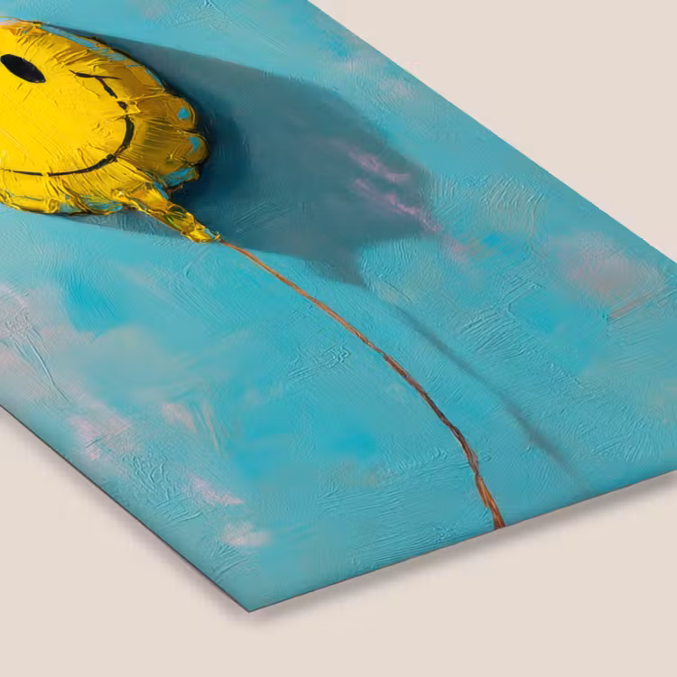 Ballon - Geel - Smiley fotolijst zwart zonder passe partout klein -zsfeer6