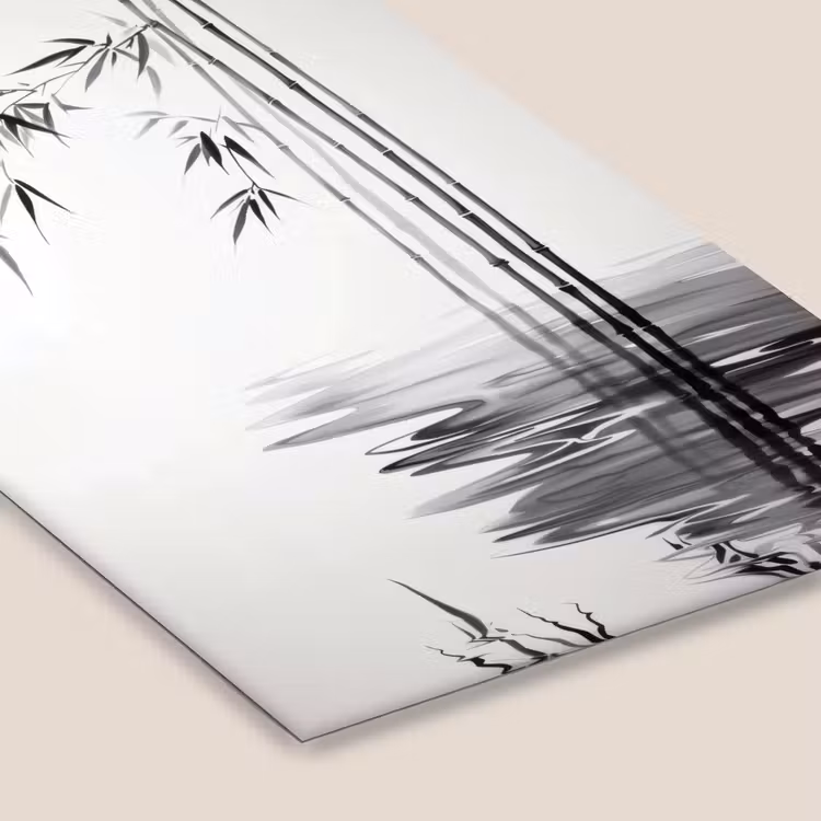 Bamboestammen - Water - Minimalistisch - Wit fotolijst zwart zonder passe partout klein -zsfeer6