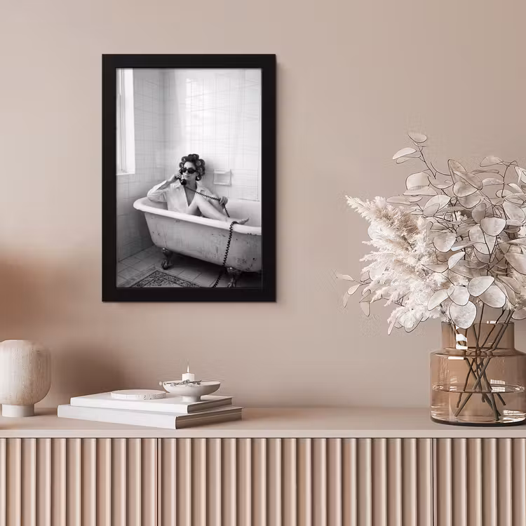 Bad - Vrouw - Zwart - Wit fotolijst zwart zonder passe partout klein -sfeer5