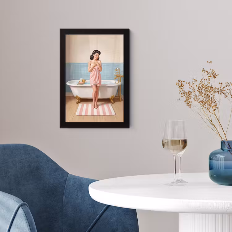 Badkamer - Vrouw - Roze fotolijst zwart zonder passe partout klein -sfeer4