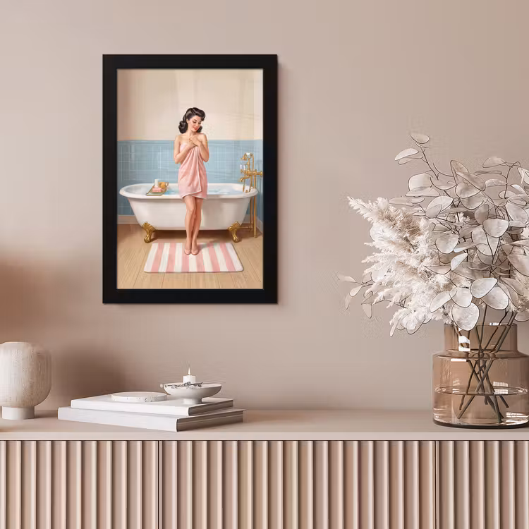 Badkamer - Vrouw - Roze fotolijst zwart zonder passe partout klein -sfeer5