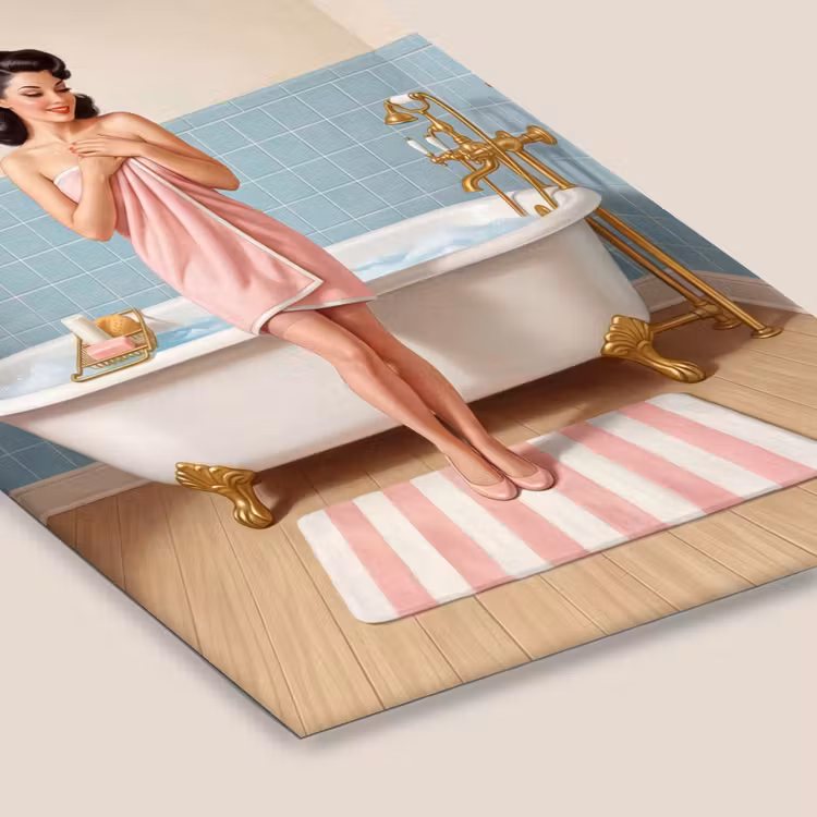 Badkamer - Vrouw - Roze fotolijst zwart zonder passe partout klein -zsfeer6