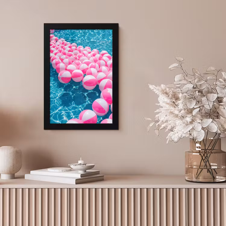 Strandballen - Roze - Water fotolijst zwart zonder passe partout klein -sfeer5