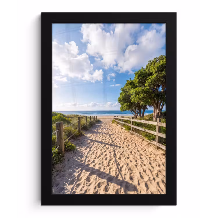 Strand - Zandpad - Oceaan - Natuur fotolijst zwart zonder passe partout klein -3d
