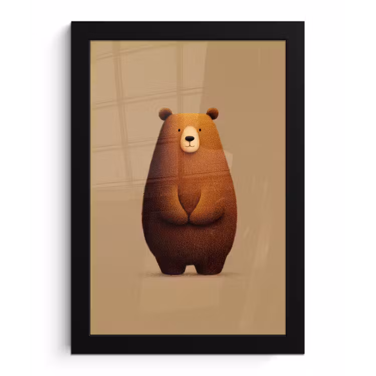 Beer - Minimalistisch - Bruin fotolijst zwart zonder passe partout klein -3d