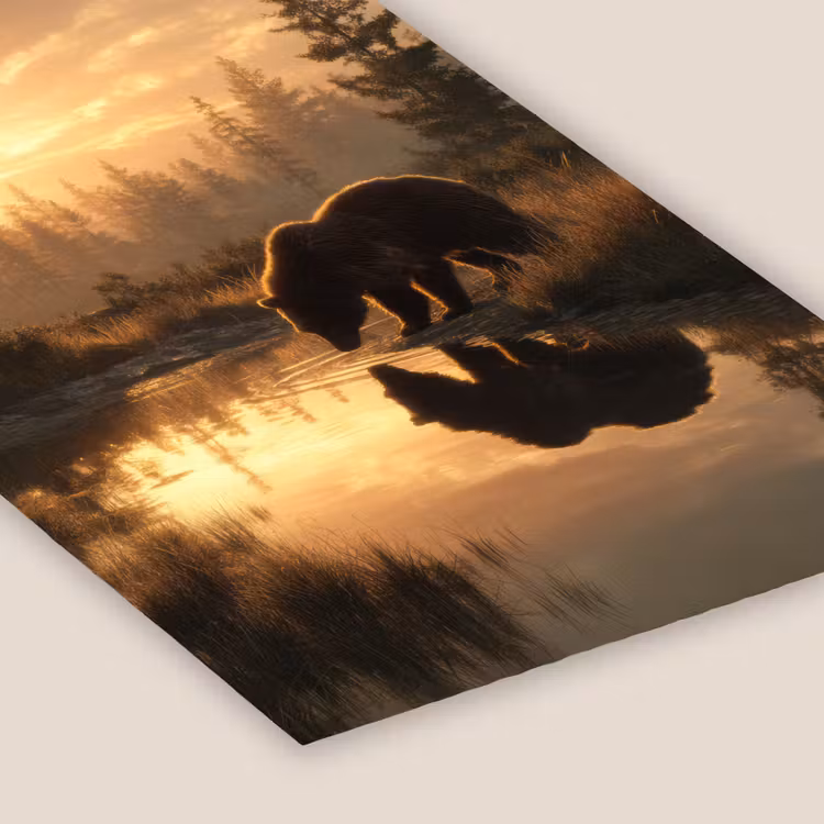Beer - water - Bos - Ochtendlicht fotolijst zwart zonder passe partout klein -zsfeer6