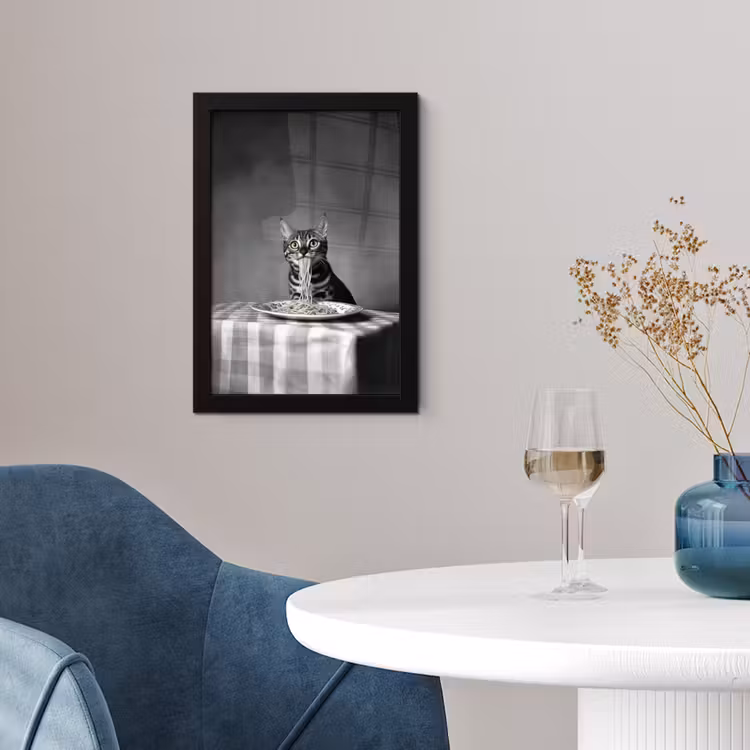 Bengaal - Kat - Tafelkleed - Zwart - Wit - Dier fotolijst zwart zonder passe partout klein -sfeer4