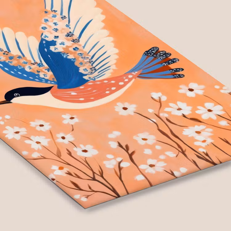 Vogel - Bloesemtakken - Warm - Kleurrijk fotolijst zwart zonder passe partout klein -zsfeer6