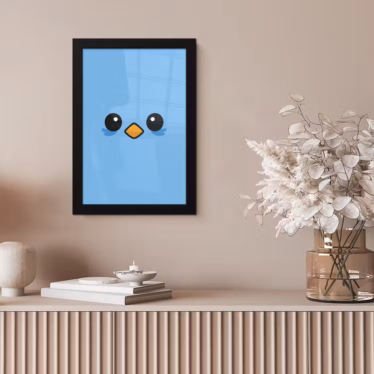 Vogel - Blauw - Eenvoudig fotolijst zwart zonder passe partout klein -sfeer5