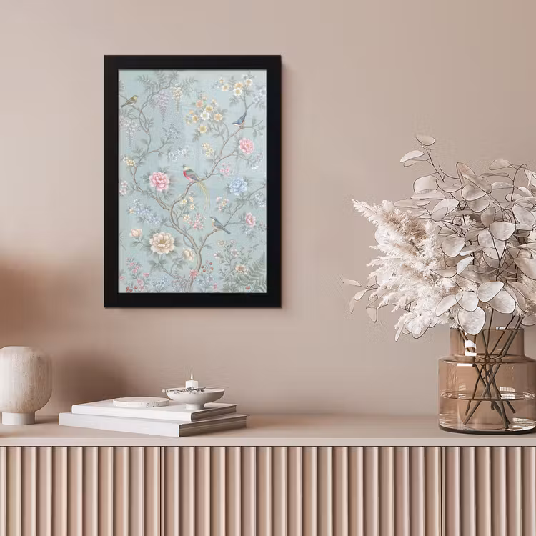 Vogel - Bloemen - Kleurrijk fotolijst zwart zonder passe partout klein -sfeer5