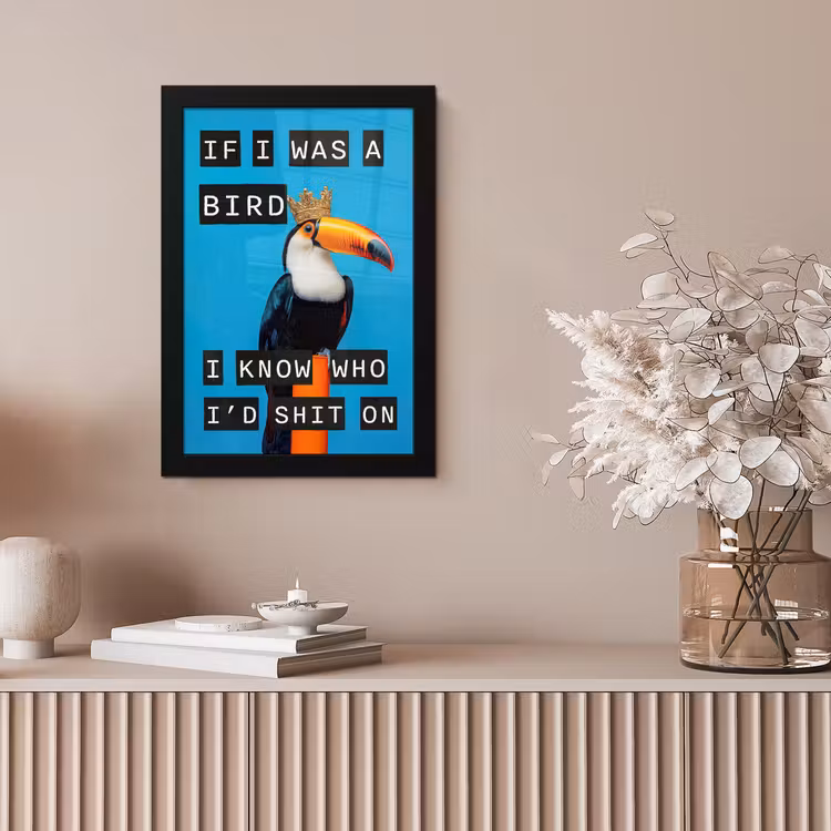 Vogel - Toekan - Blauw - Quotes fotolijst zwart zonder passe partout klein -sfeer5