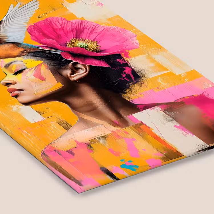 Vogel - Vrouw - Abstract - Bloem fotolijst zwart zonder passe partout klein -zsfeer6