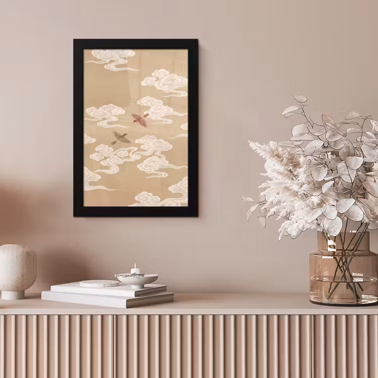 Vogels - Vliegen - Beige fotolijst zwart zonder passe partout klein -sfeer5