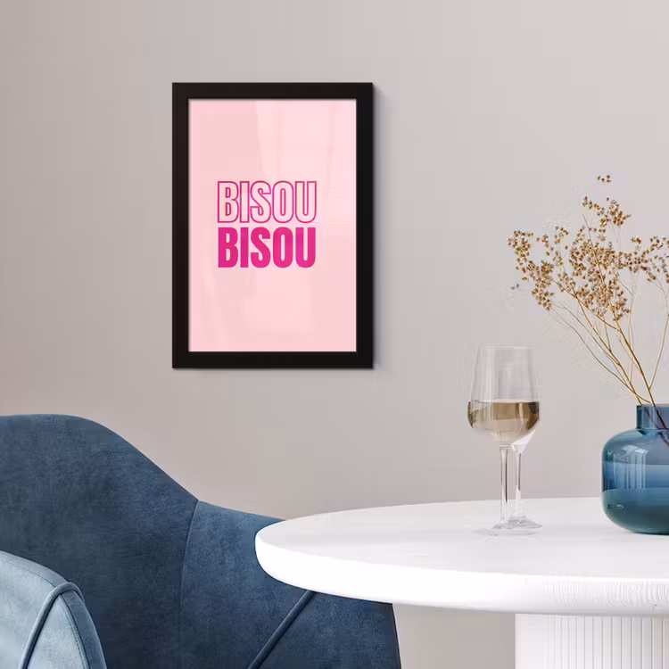 Bisou - Roze - Minimalistisch fotolijst zwart zonder passe partout klein -sfeer4