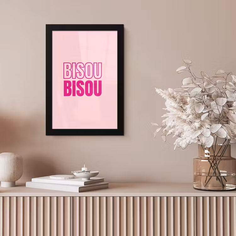 Bisou - Roze - Minimalistisch fotolijst zwart zonder passe partout klein -sfeer5