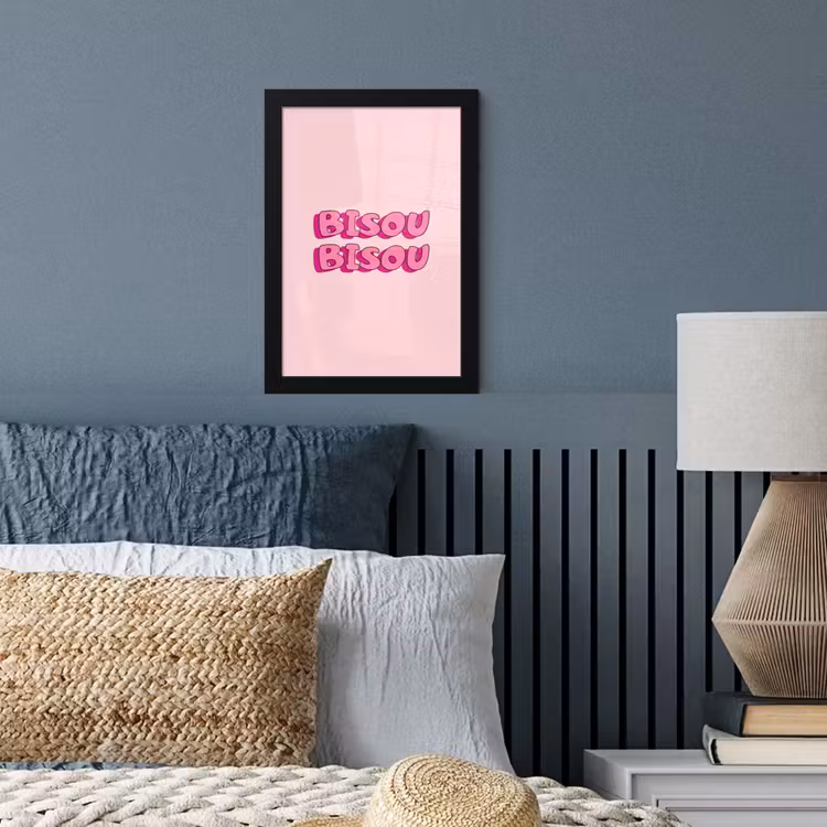 Bisou - Roze - Schaduw fotolijst zwart zonder passe partout klein -sfeer3