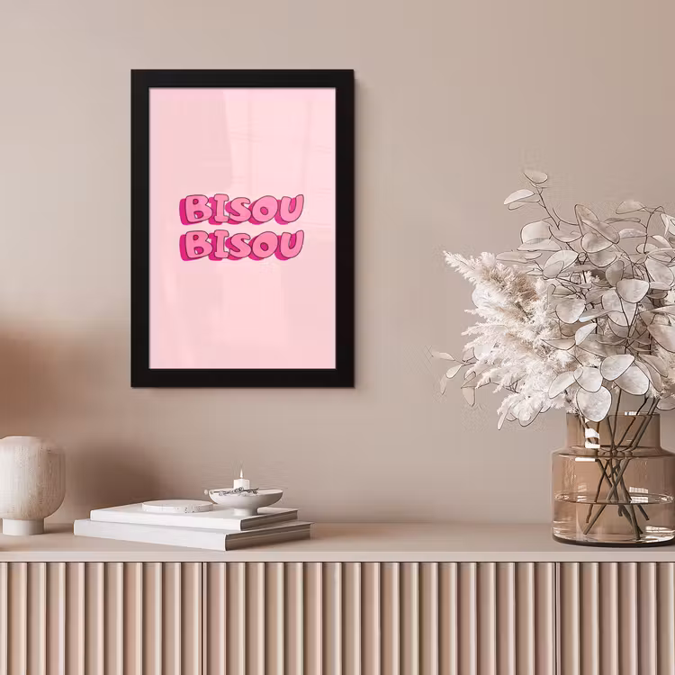 Bisou - Roze - Schaduw fotolijst zwart zonder passe partout klein -sfeer5