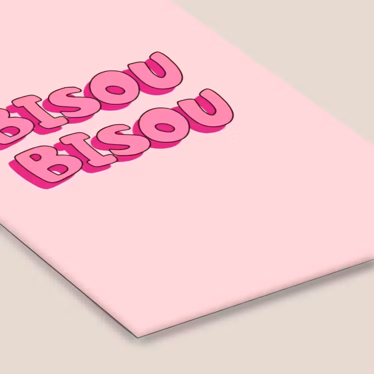 Bisou - Roze - Schaduw fotolijst zwart zonder passe partout klein -zsfeer6