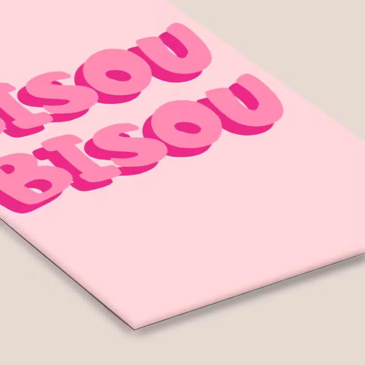 Bisou - Roze - Dikke letters fotolijst zwart zonder passe partout klein -zsfeer6
