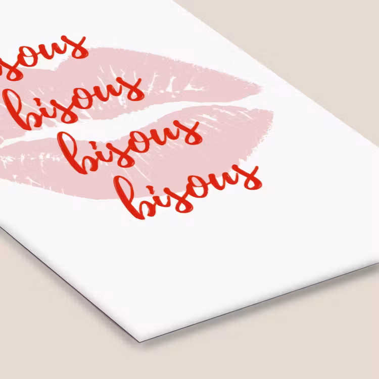 Bisous - Lip - Wit - Rood fotolijst zwart zonder passe partout klein -zsfeer6
