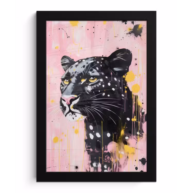 Zwart - Panter - Roze - Abstract fotolijst zwart zonder passe partout klein -3d
