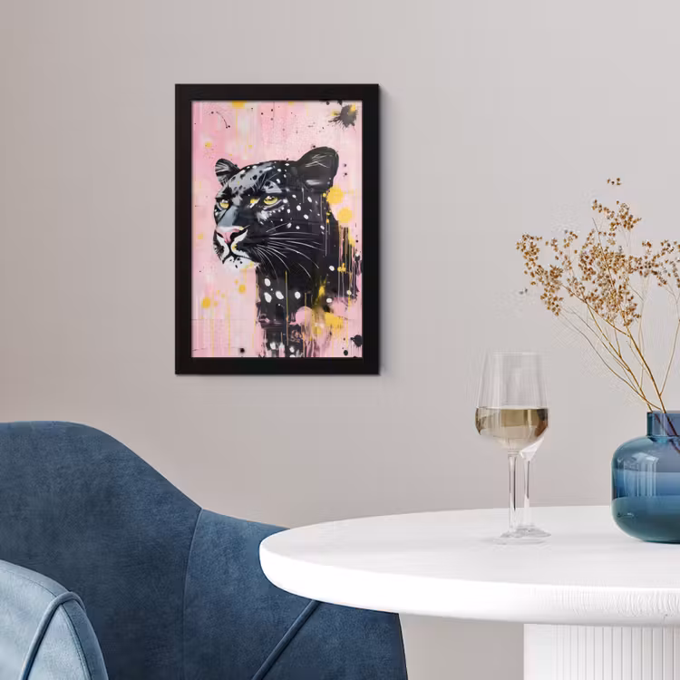 Zwart - Panter - Roze - Abstract fotolijst zwart zonder passe partout klein -sfeer4