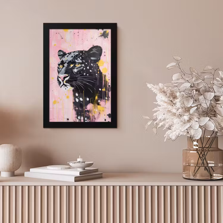 Zwart - Panter - Roze - Abstract fotolijst zwart zonder passe partout klein -sfeer5