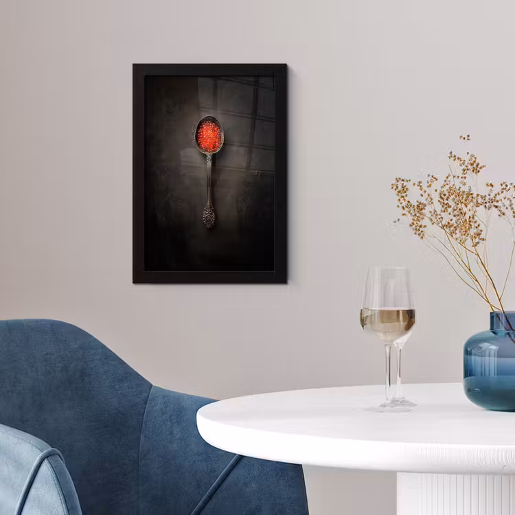 Zwart - Lepel - Caviar fotolijst zwart zonder passe partout klein -sfeer4