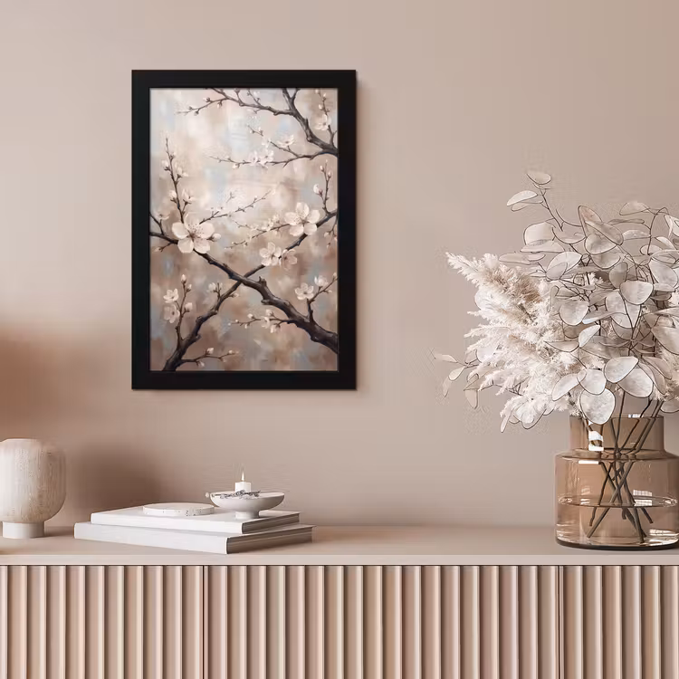 Bloesem - Takken - Schilderij - Beige - Serene fotolijst zwart zonder passe partout klein -sfeer5