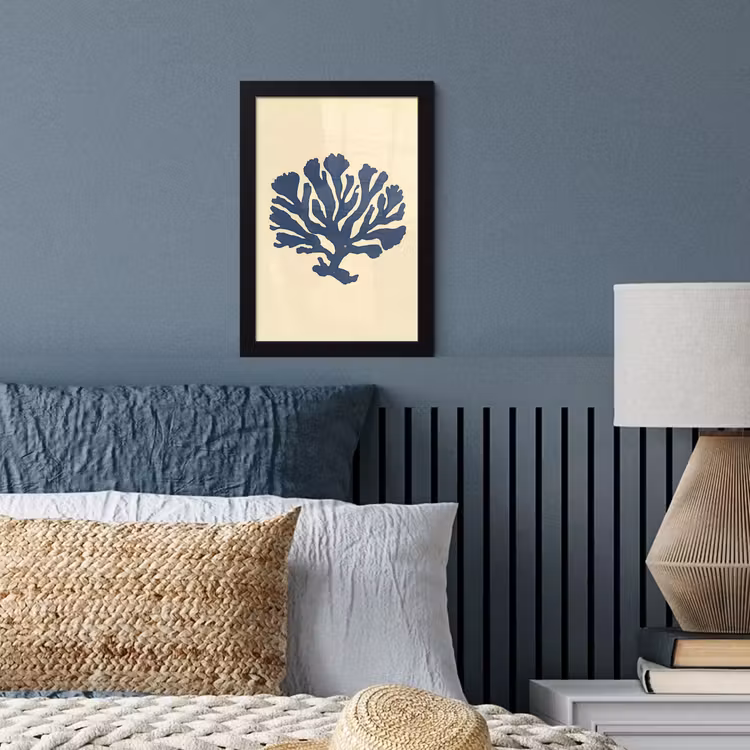Blauw koraal - Vertakkingen - Beige fotolijst zwart zonder passe partout klein -sfeer3