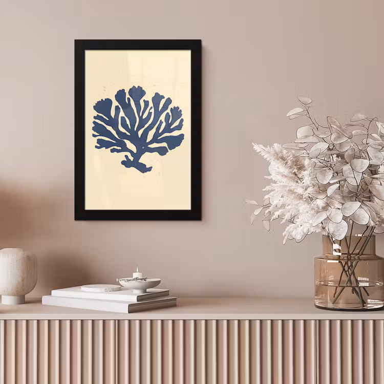 Blauw koraal - Vertakkingen - Beige fotolijst zwart zonder passe partout klein -sfeer5