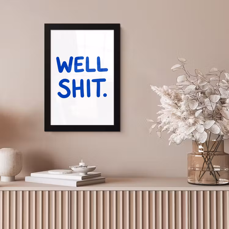 Blauw - Quote - Wit fotolijst zwart zonder passe partout klein -sfeer5