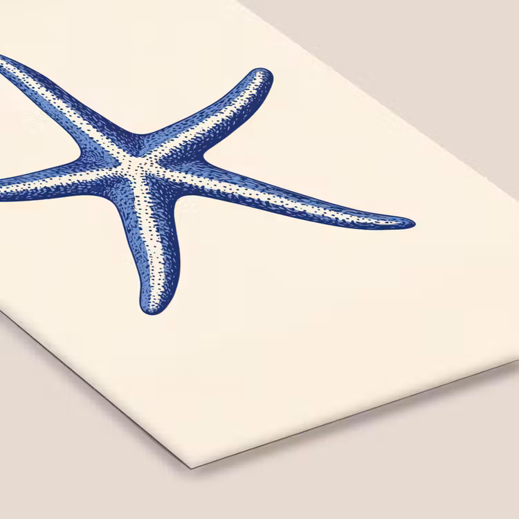 Blauwe zeester - Minimalistisch - Beige fotolijst zwart zonder passe partout klein -zsfeer6
