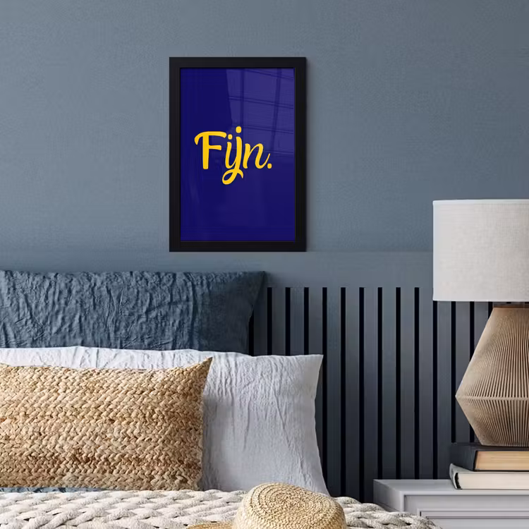 Blauw - Geel - Fijn fotolijst zwart zonder passe partout klein -sfeer3