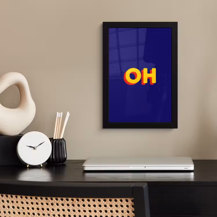 Blauw - Geel - OH - Schaduw fotolijst zwart zonder passe partout klein -sfeer1