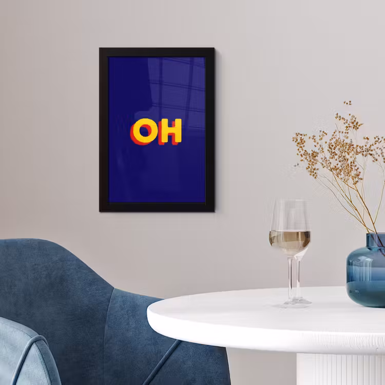Blauw - Geel - OH - Schaduw fotolijst zwart zonder passe partout klein -sfeer4